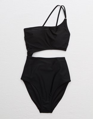 Aerie One Shoulder Cut Out One Piece Swimsuit