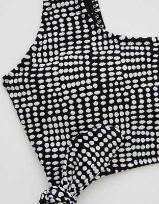 Aerie Jacquard Tie Cut Out One Piece Swimsuit