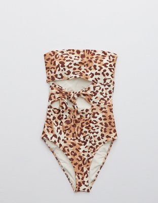 Aerie Leopard Wrap One Piece Swimsuit