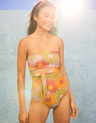 Aerie Wrap Strapless One Piece Swimsuit