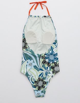 Aerie Printed High Neck One Piece Swimsuit