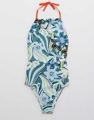 Aerie Printed High Neck One Piece Swimsuit