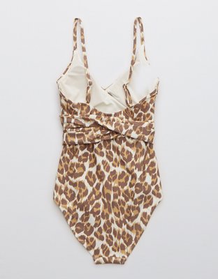 Aerie Leopard Wrap One Piece Swimsuit