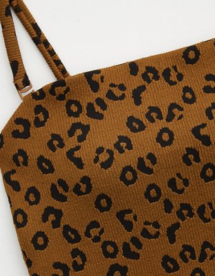 Aerie Leopard Textured Bandeau One Piece Swimsuit