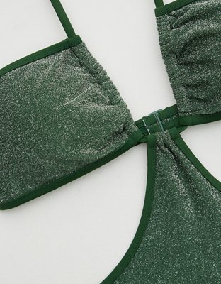 Aerie Shine Cut Out Halter One Piece Swimsuit