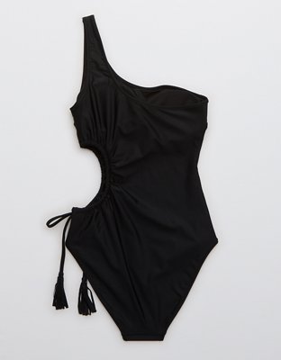 Aerie Tassel Cut Out Asymmetrical One Piece Swimsuit