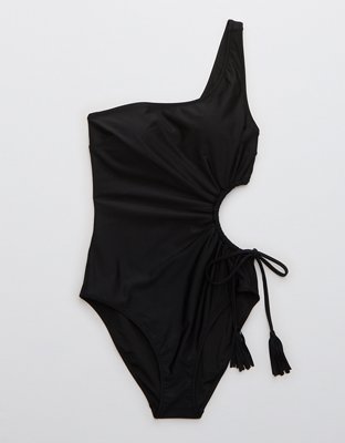 Aerie Tassel Cut Out Asymmetrical One Piece Swimsuit