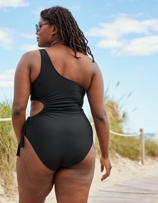 Aerie Tassel Cut Out Asymmetrical One Piece Swimsuit