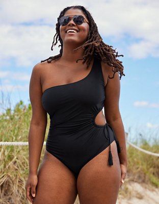 Aerie Tassel Cut Out Asymmetrical One Piece Swimsuit