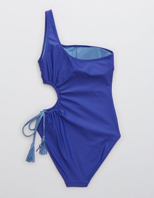 Aerie Tassel Cut Out Asymmetrical One Piece Swimsuit