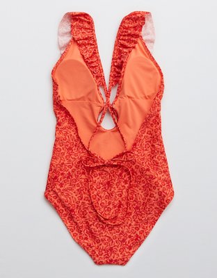 Aerie Ruffle Tie One Piece Swimsuit