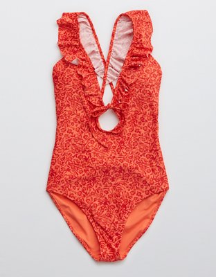 Aerie Ruffle Tie One Piece Swimsuit