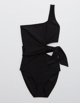 Aerie Cut Out Tie Asymmetrical One Piece Swimsuit