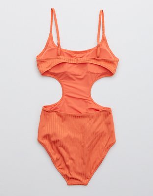 Aerie Ribbed Shine Side Scoop One Piece Swimsuit