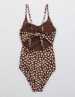 Aerie Pique Tie Back One Piece Swimsuit