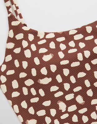 Aerie Pique Tie Back One Piece Swimsuit