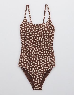 Aerie Pique Tie Back One Piece Swimsuit