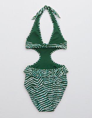 Aerie Ruffle Halter One Piece Swimsuit