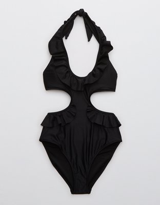 Aerie Ruffle Cut Out One Piece Swimsuit
