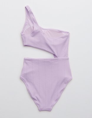 Aerie Crinkle Asymmetrical Cut Out One Piece Swimsuit