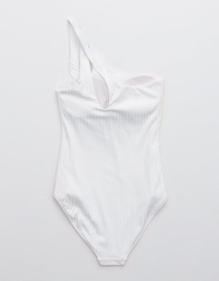 Aerie Ribbed Shine Asymmetrical One Piece Swimsuit