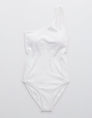 Aerie Ribbed Shine Asymmetrical One Piece Swimsuit