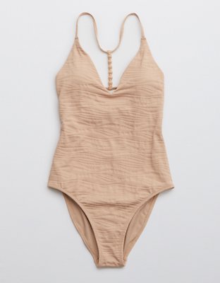 Aerie Jacquard Strappy Back One Piece Swimsuit