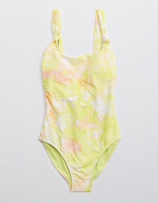 Aerie Smocked Tie Back One Piece Swimsuit
