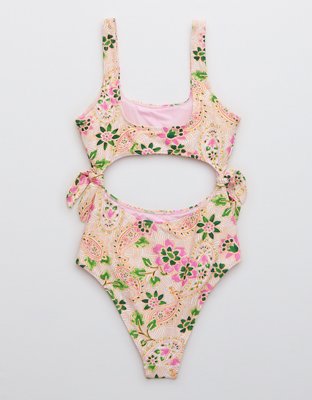 Aerie Tie Cut Out One Piece Swimsuit