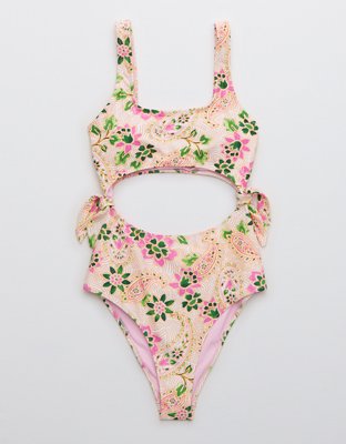 Aerie Tie Cut Out One Piece Swimsuit