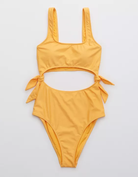 Aerie Tie Cut Out One Piece Swimsuit