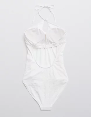Aerie Jacquard Halter One Piece Swimsuit