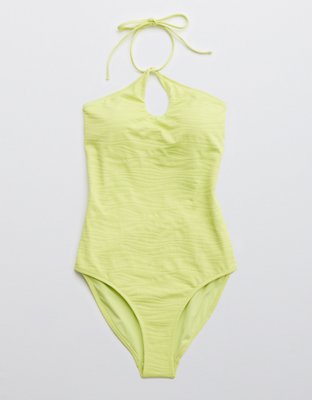 Shop Aerie Jacquard Halter One Piece Swimsuit online