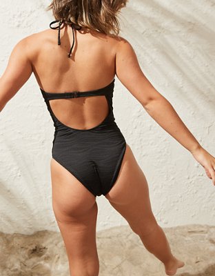 Aerie Jacquard Halter One Piece Swimsuit