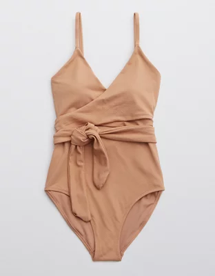 Aerie Pique Wrap One Piece Swimsuit