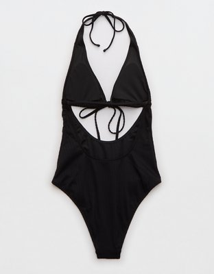 Aerie Textured Strappy One Piece Swimsuit