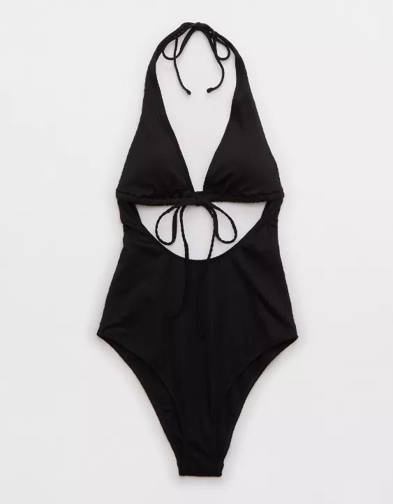 Aerie Textured Strappy One Piece Swimsuit