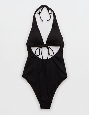 Aerie Textured Strappy One Piece Swimsuit