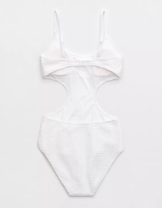 Aerie Textured Side Scoop One Piece Swimsuit