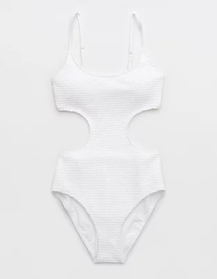 Aerie Textured Side Scoop One Piece Swimsuit