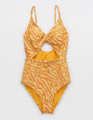 Aerie Twist Cut Out One Piece Swimsuit