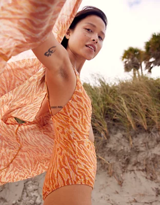 Aerie Twist Cut Out One Piece Swimsuit