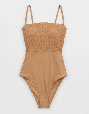 Aerie Smocked Bandeau One Piece Swimsuit