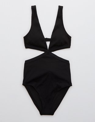Black One-Piece Swimsuit - Ribbed Swimsuit - Cutout Swimsuit - Lulus