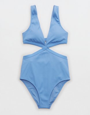 American Eagle Outfitters, Swim, Aerie Ribbed Mix Crossover Cut Out One  Piece Swimsuit