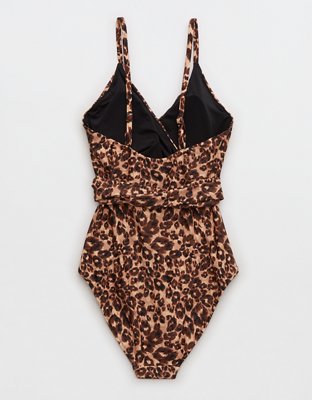 Aerie Leopard Wrap One Piece Swimsuit