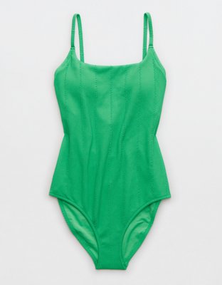 Aerie Crinkle Crossback One Piece Swimsuit