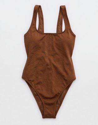 Aerie Shine Pique Babewatch One Piece Swimsuit