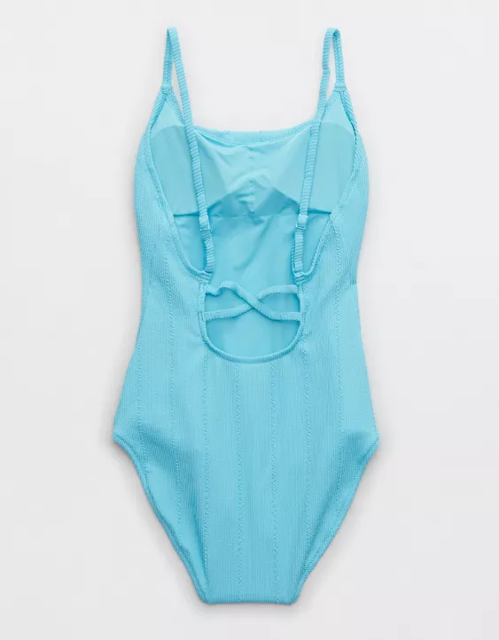 Aerie Crinkle Crossback One Piece Swimsuit