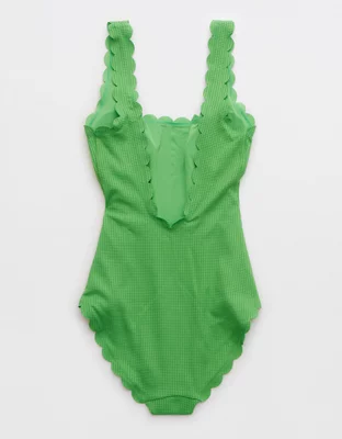 Aerie Waffle Scalloped One Piece Swimsuit
